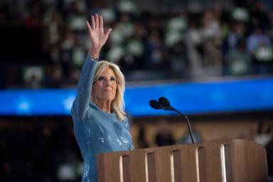 August 19, 2024 – Chicago, Illinois: First Lady Dr. Jill Biden speaks at the first night of the Democratic National Convention.